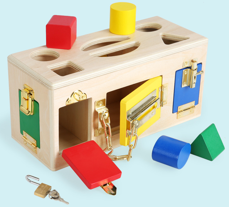 Wooden Shapes and Locks Box