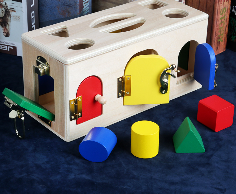Wooden Shapes and Locks Box